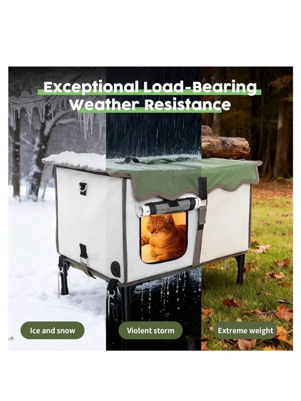 Green Heated Weatherproof Cat House 21×15×13 - New in Box!